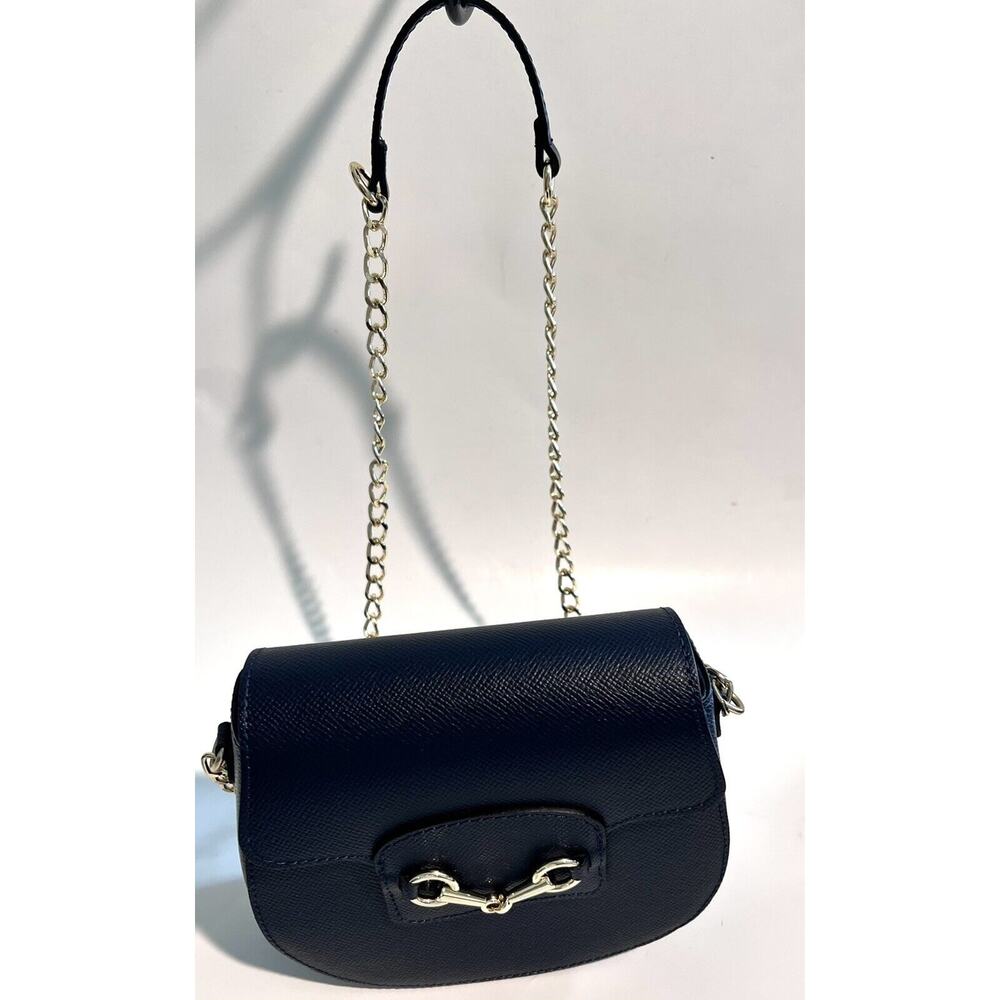 Laura Di Maggio, Blue Genuine Leather, Made in Italy Crossbody, Chain strap